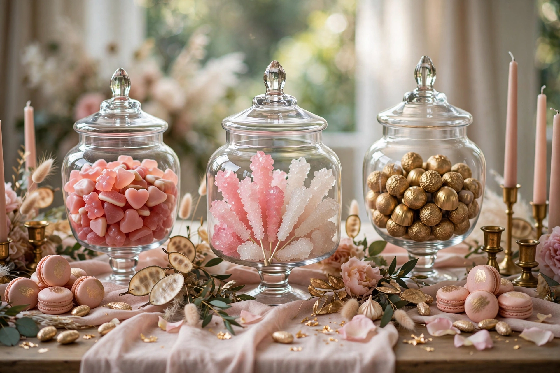 Color-Matching a Blush Pink & Gold Wedding Candy Buffet with Bulk Confections